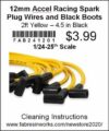 12mm Accel Racing Yellow Spark Plug Wires and Black Boots