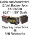 1/24th - 25th Delco and Assortment 12 Volt Battery 3pcs.